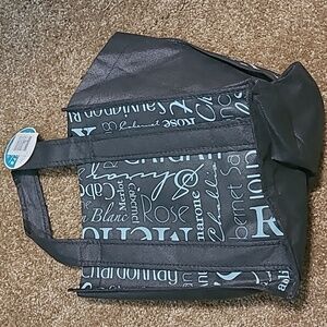 NWT! 6 wine bottle holder bag, black with gray lettering